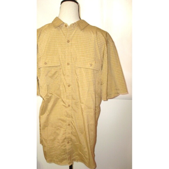 New Mens LT L Tall Prana Recycled UV Embark Brown Light SS Button Shirt NWT SS - Picture 1 of 7